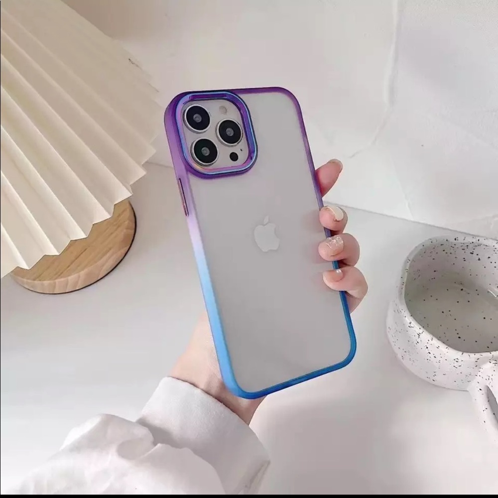 colorful Gradient Platinum Lens Frame Phone Case for IPhone 13 Pro